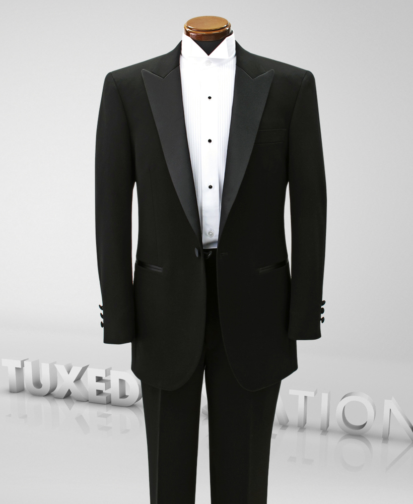 タキシード T014 ピークドラペル ゴールド蝶タイ 格安レンタル TUXEDO